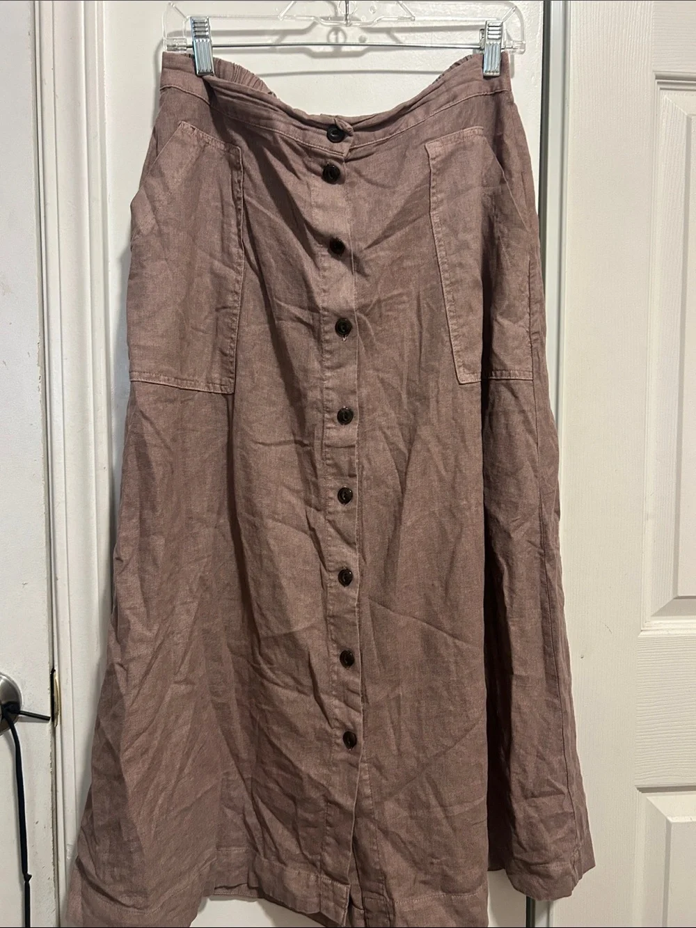 Universal Thread Button-Front Maxi Skirt in Mauve-Taupe